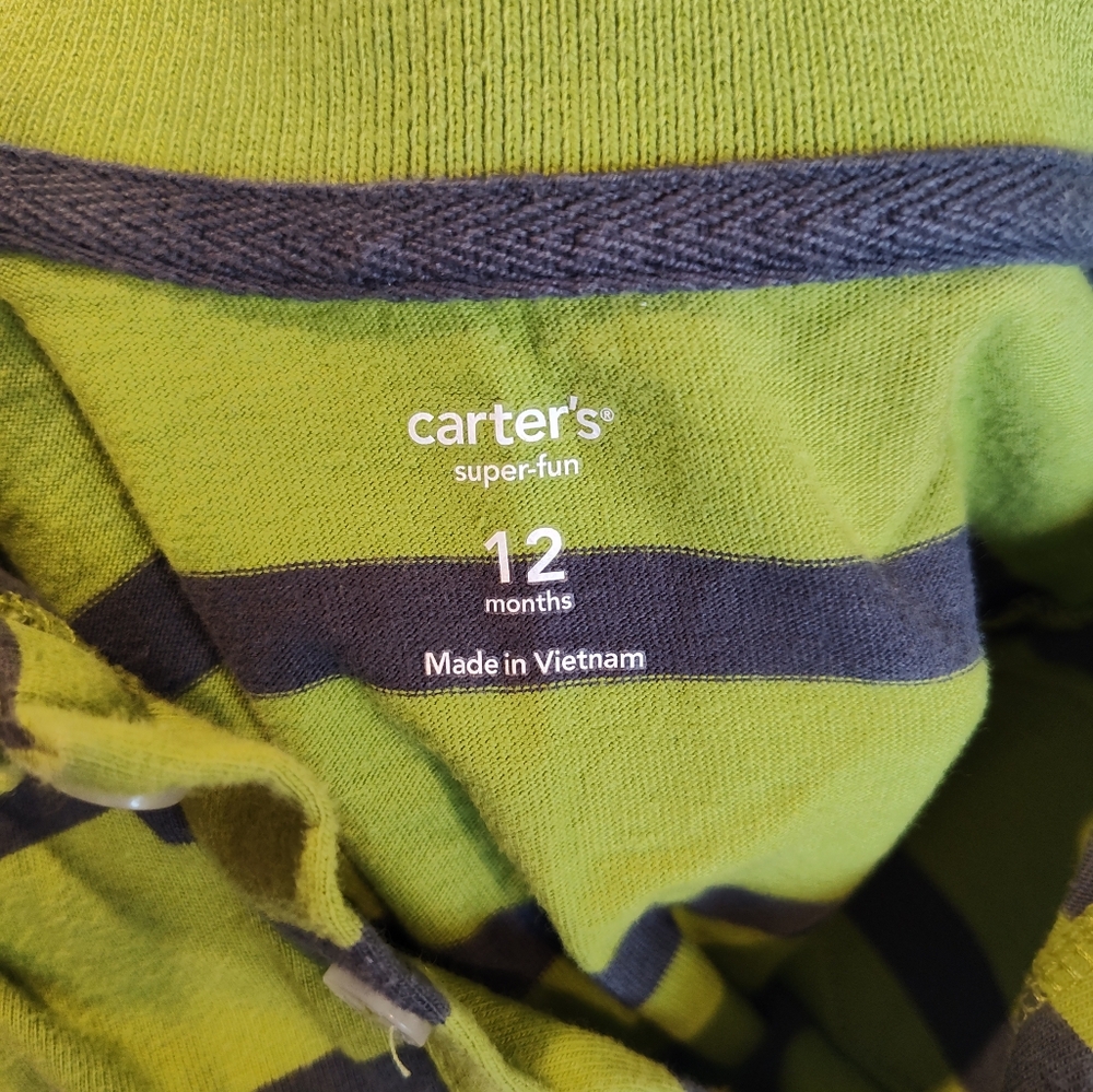 Carters 12 Mo. Striped Green and Grey Outfit - Picture 4 of 5
